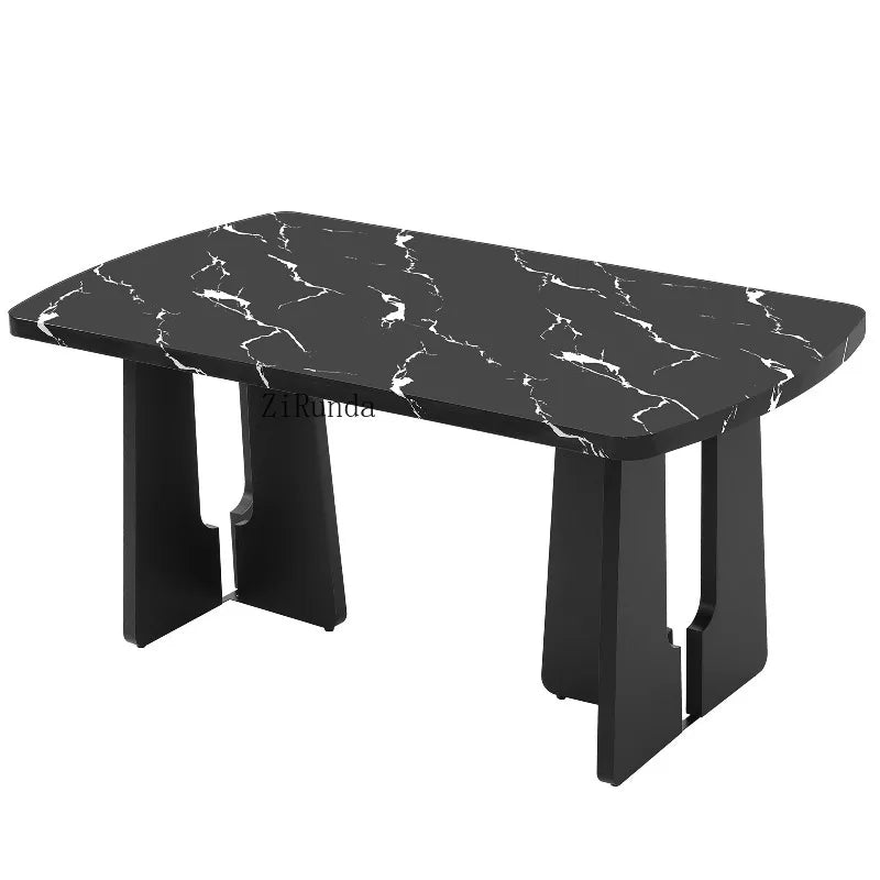 6 Piece Modern Dining Table Set, 63" Faux Marble Dining Table