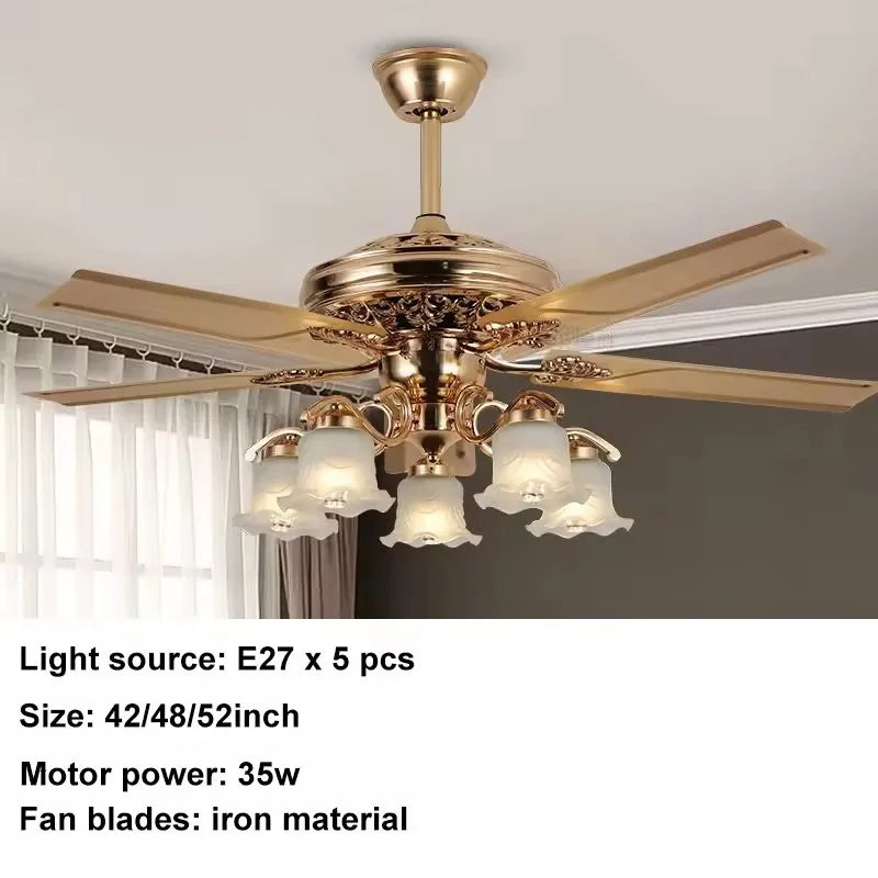 Gold Ceiling Fan Light 42inch 52in