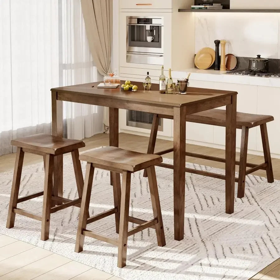 Counter Height Table and Chairs, Solid Wood
