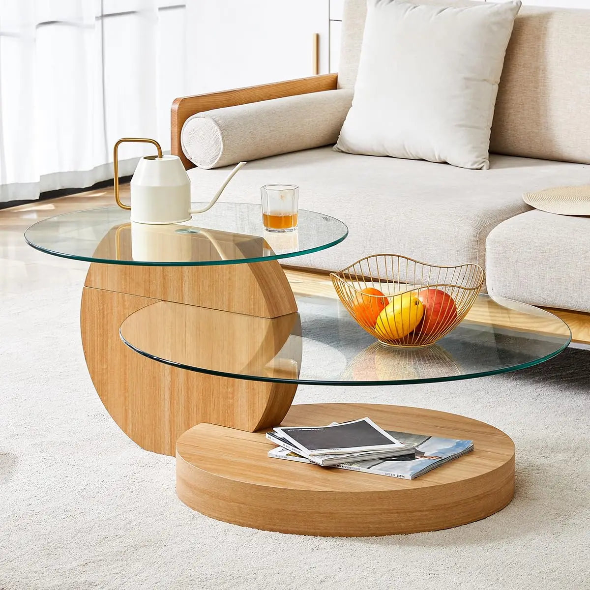 Glass 3 Tier Round Coffee Table
