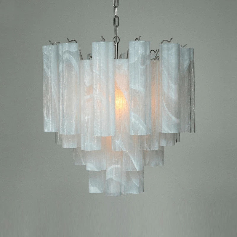 Art Deco Stained Glass Tube Chandeliers
