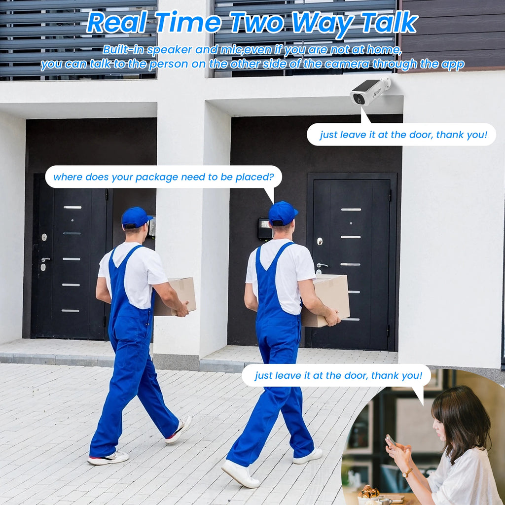 2/3/4 PCS Outdoor Wireless WIFI  2.4G 3MP Battery Solar Security Camera