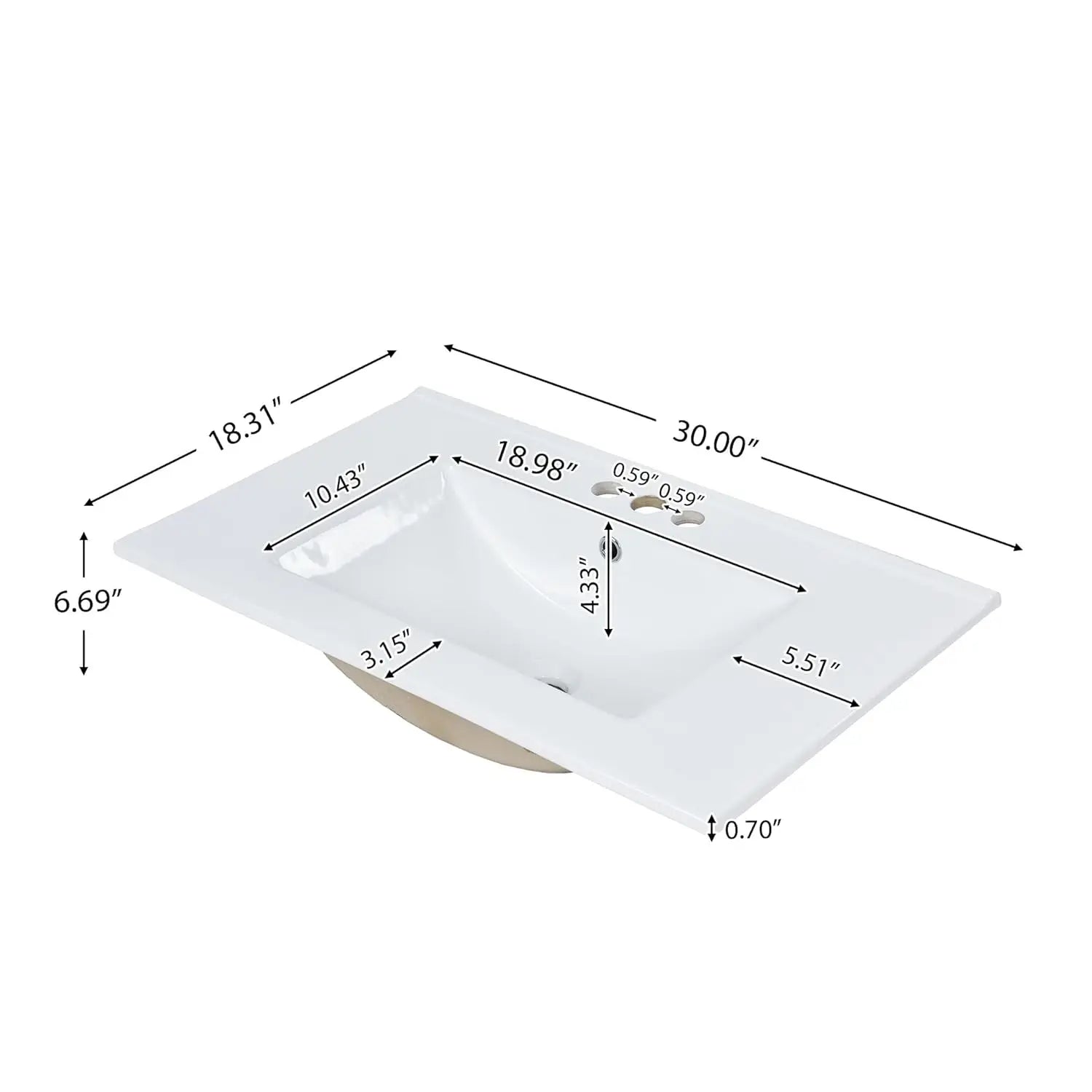 30" Bathroom Vanity Ceramic Sink Modern Freestanding Storage