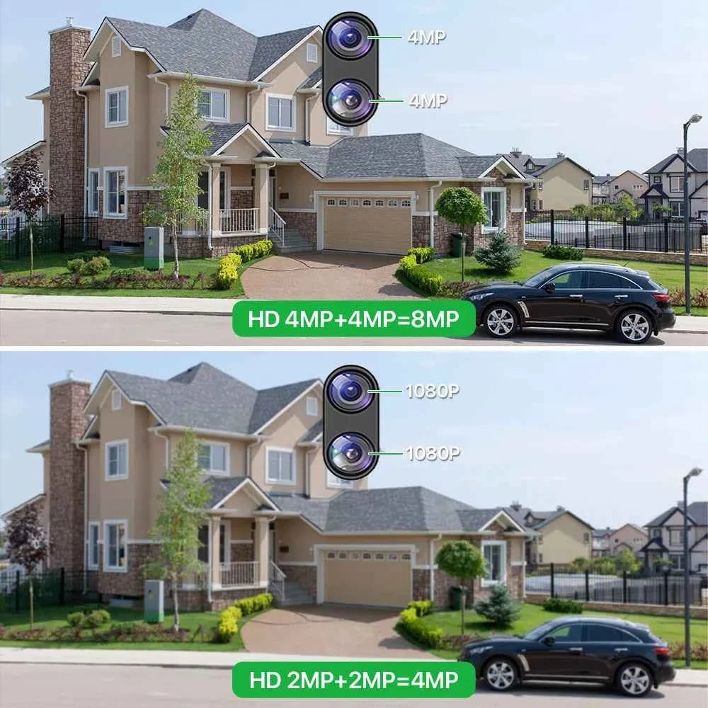 External Wifi PTZ Camera Dual Lens 4K 8MP HD Outdoor IP Camera 4MP Auto Tracking