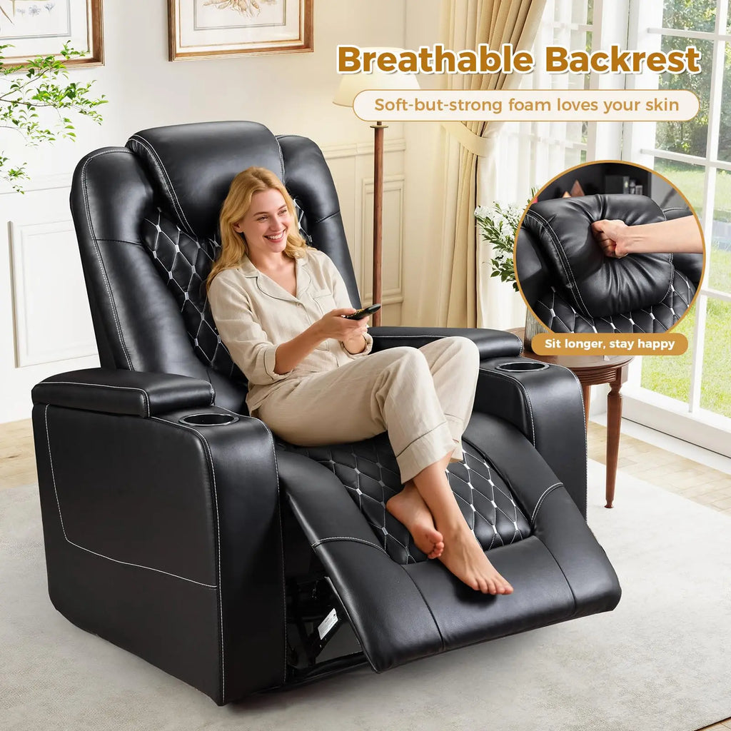 Electric Power Recliner Chair with USB Ports and Cup Holders