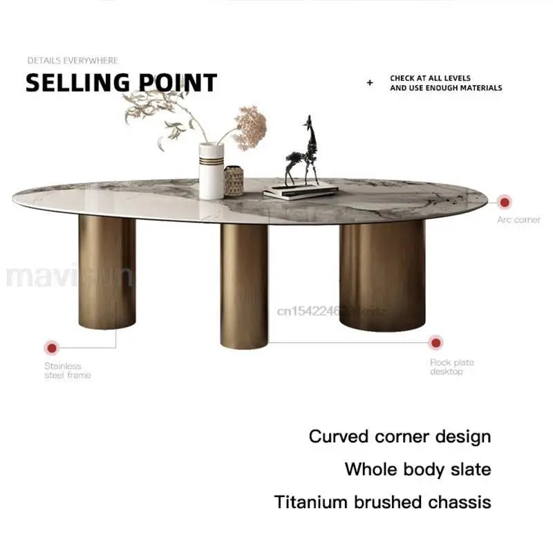 Italian Oval Dining Table Chairs Combination