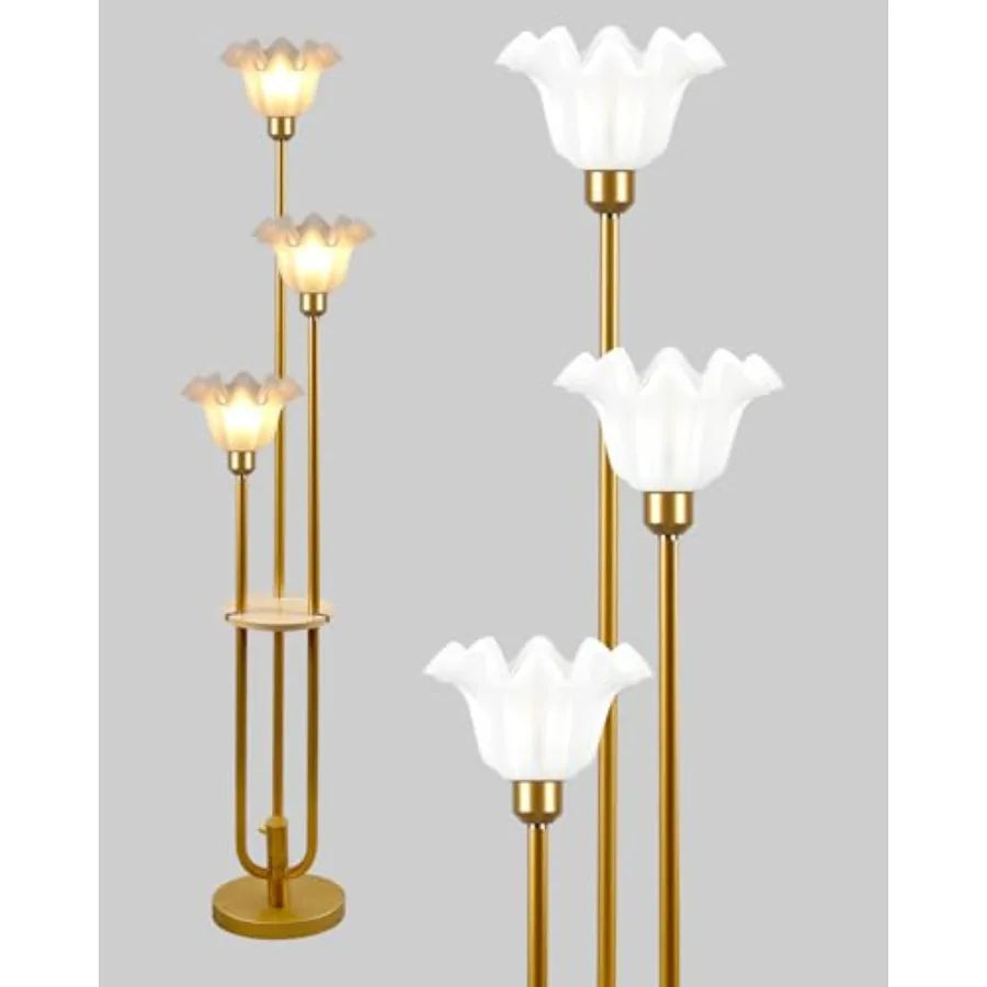63Inch Floor Lamp Dimmable Gold Floor Lamp with 5Lbs Heavy Base for Living Room 2-Light Mid Century Modern Tall Standing Lamp w