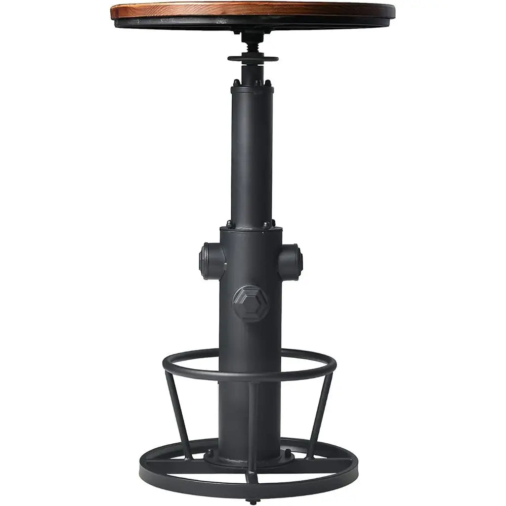 Adjustable Height Swivel Round Wooden Kitchen Bar Table,