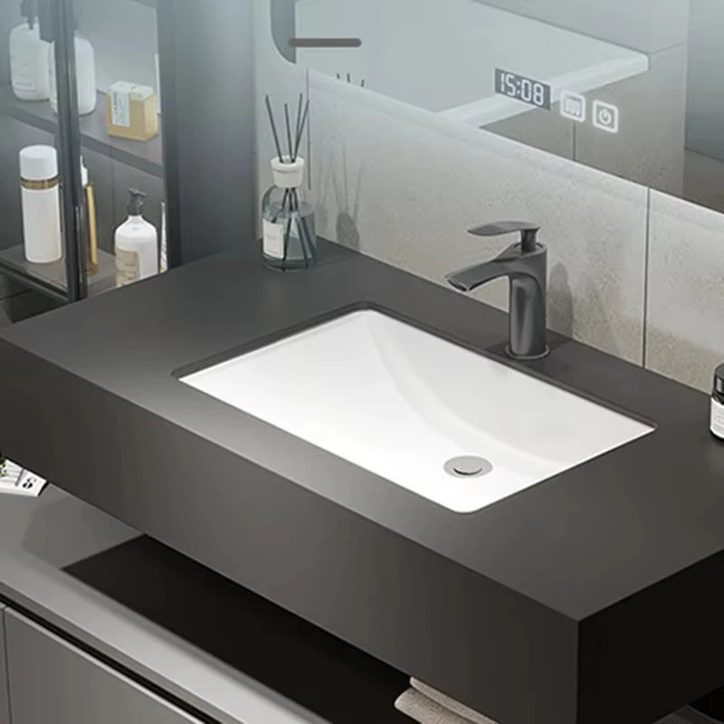 Luxury Bathroom Vanity Cabinet with Side Cabinet Ceramic Basin