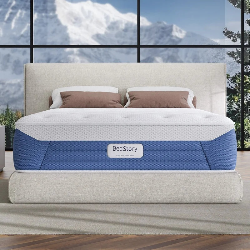 Cool 14" Queen Plush Hybrid Mattress with Cooling Fabric,