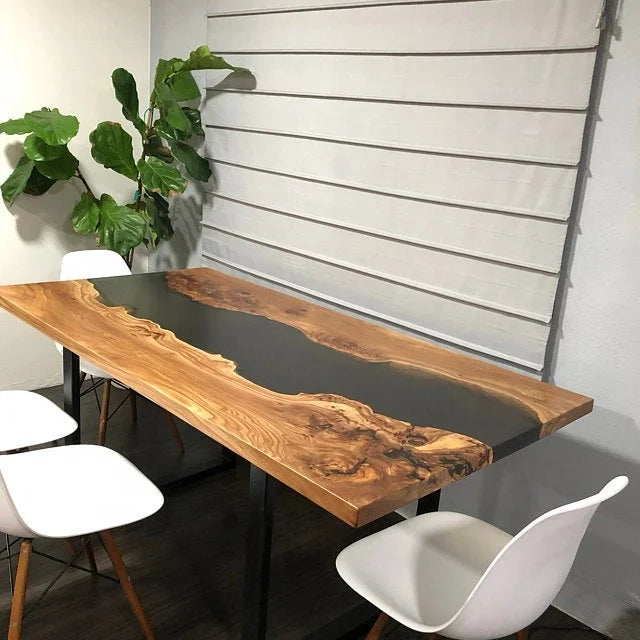 Live Edge Epoxy Resin Dining Tables Solid Walnut Wood Slab