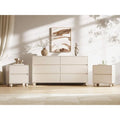 3-Piece Bedroom Set: 6-Drawer Dresser & 2 Nightstands with Curved Design