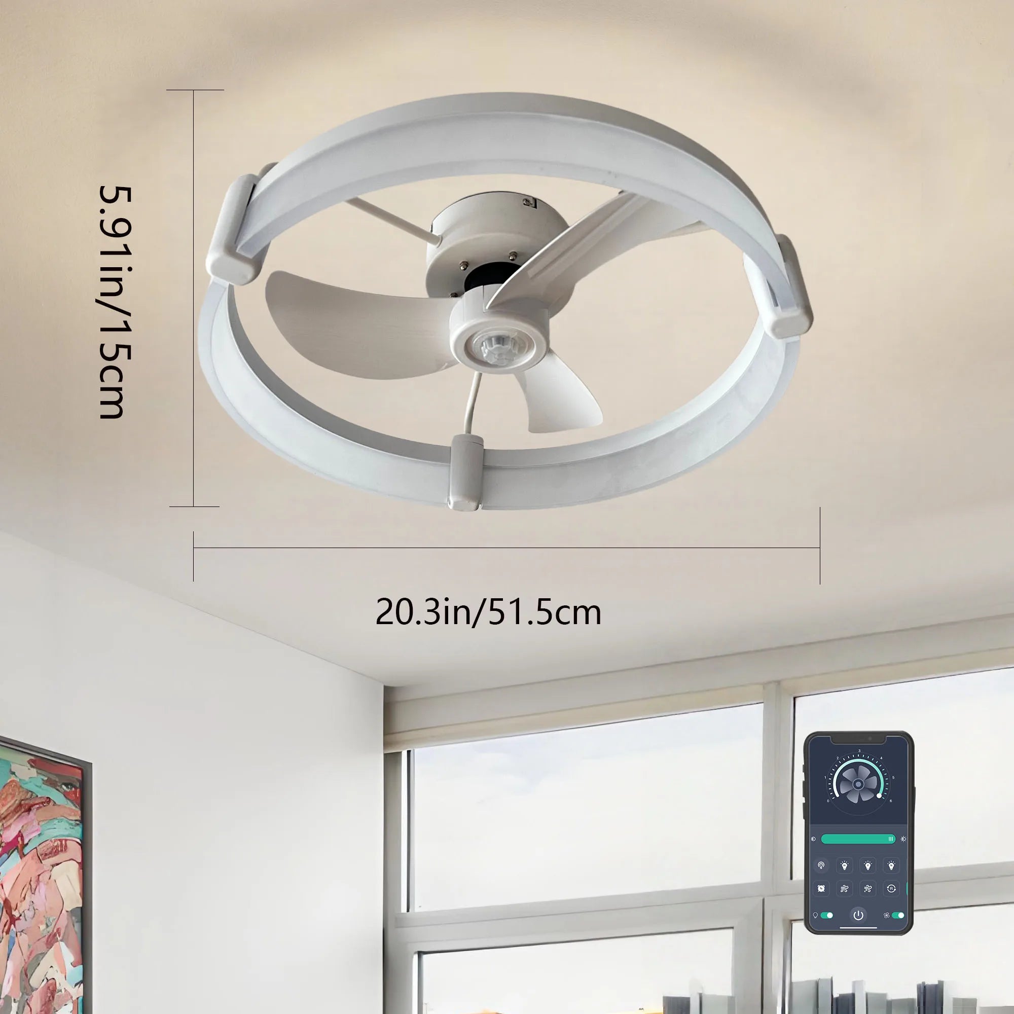 LED ceiling fan, 3-blade with lights and remote