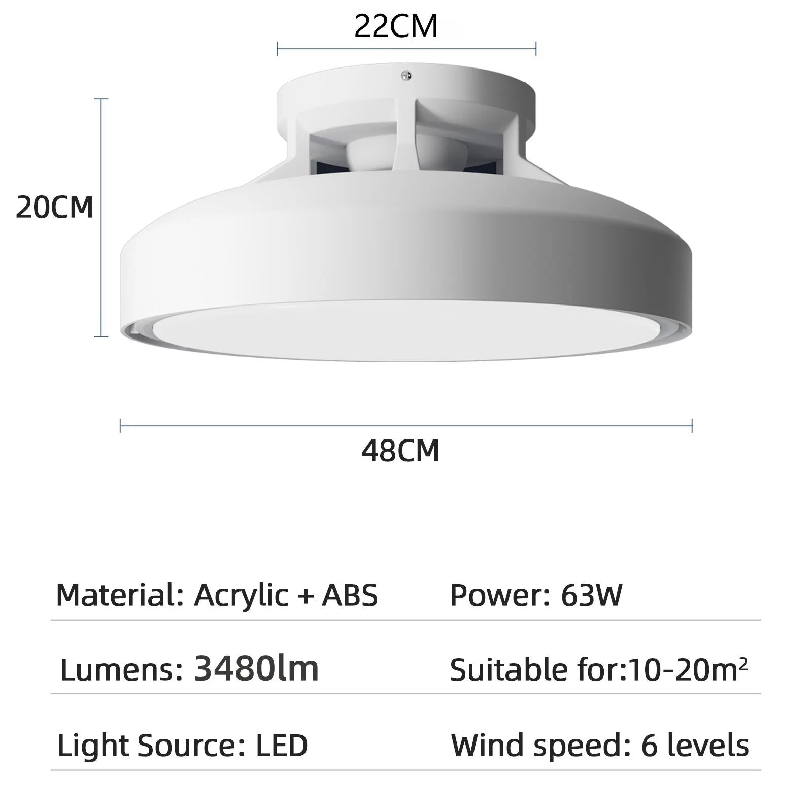 Bladeless Ceiling Lamp Remote Control Dimmable LED