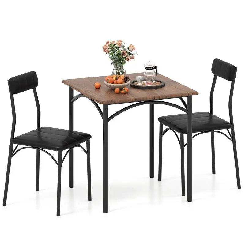 3-Piece Dining Table Set Square Kitchen Table and 2 Chairs