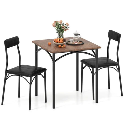 3-Piece Dining Table Set Square Kitchen Table and 2 Chairs