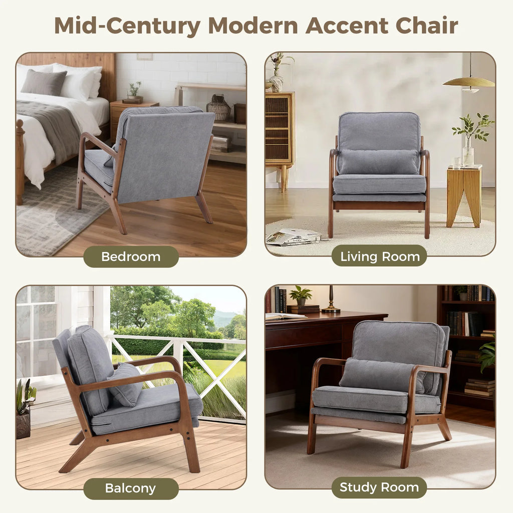 Modern Chair Solid Wooden Frame