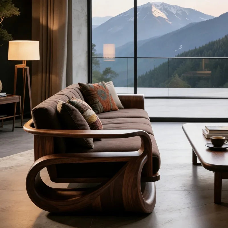 New Chinese Style Solid Wood Living Room Sofas