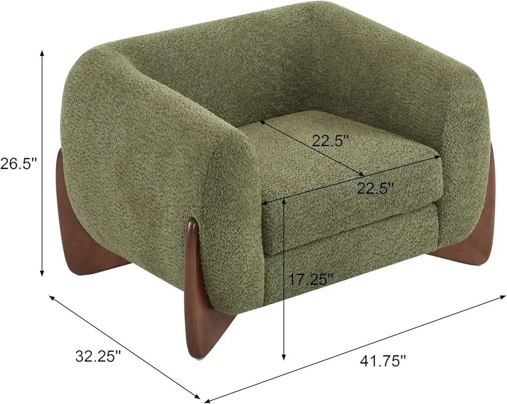 Boucle Fabric Upholstered Club Chair