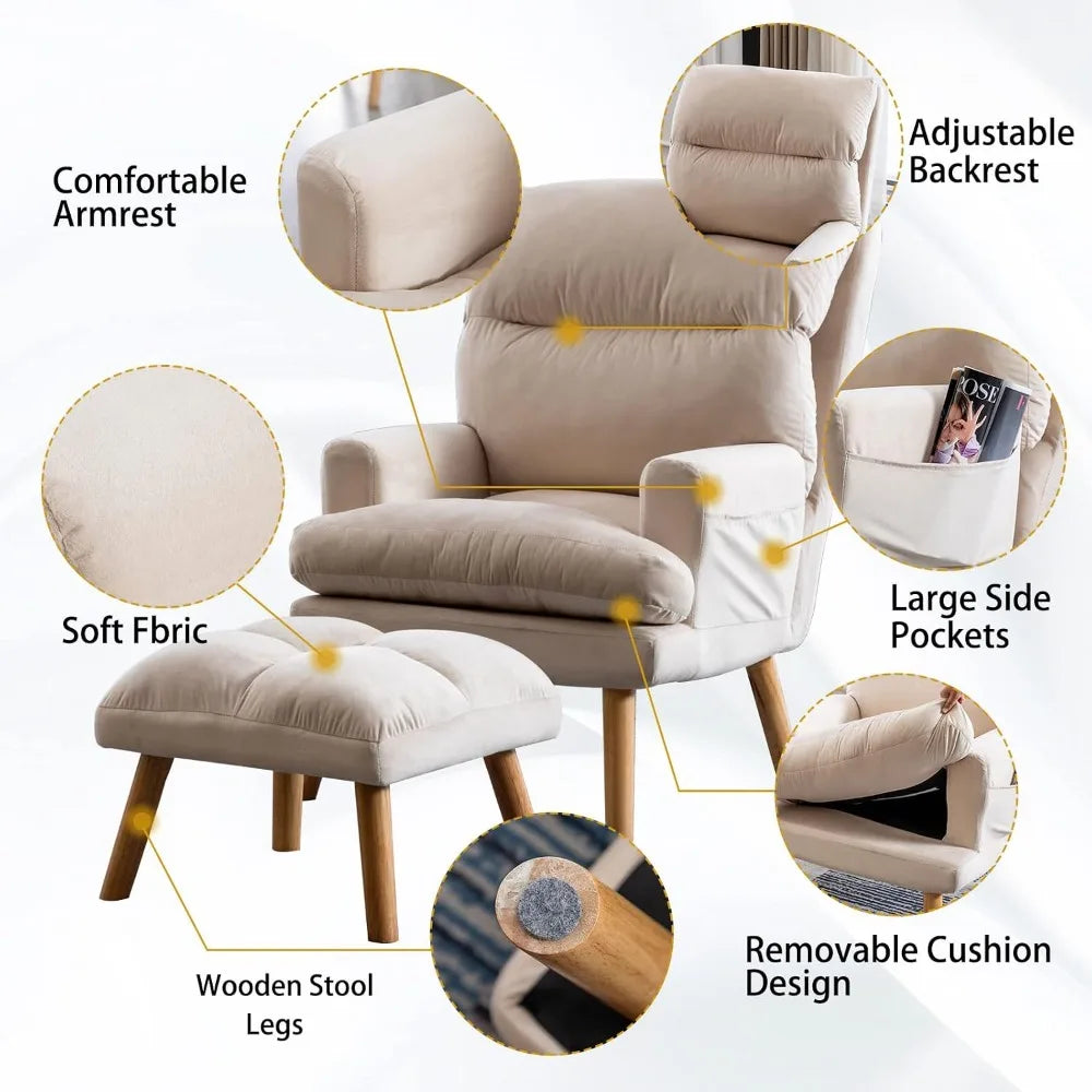 Modern Accent Chair with Ottoman