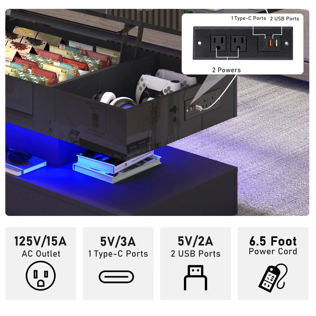 High Glossy LED Coffee Tables for Living Room,