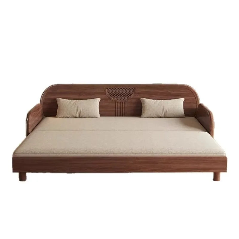Chinese-style solid wood new sofa bed