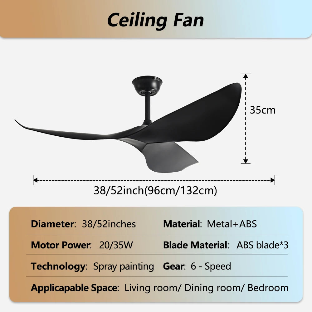 Modern Ceiling Fan Without Light Remote control