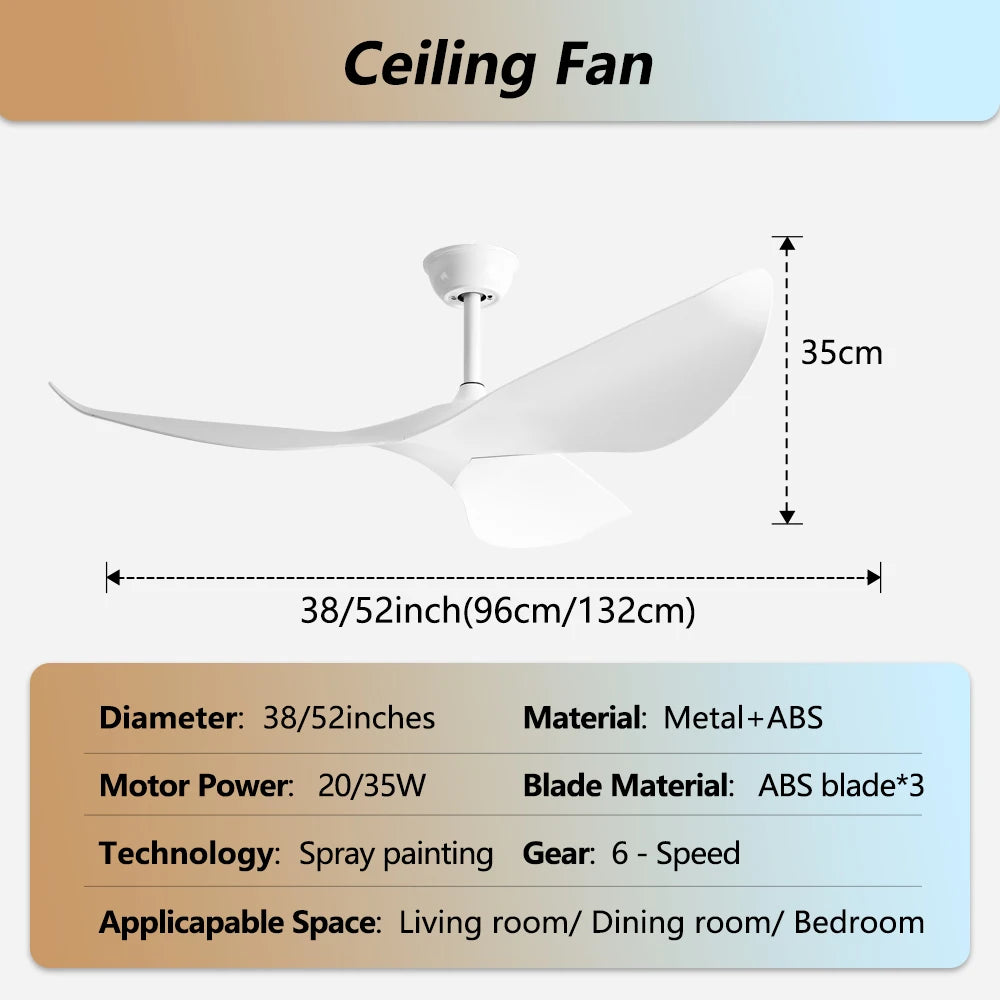 Modern Ceiling Fan Without Light Remote control