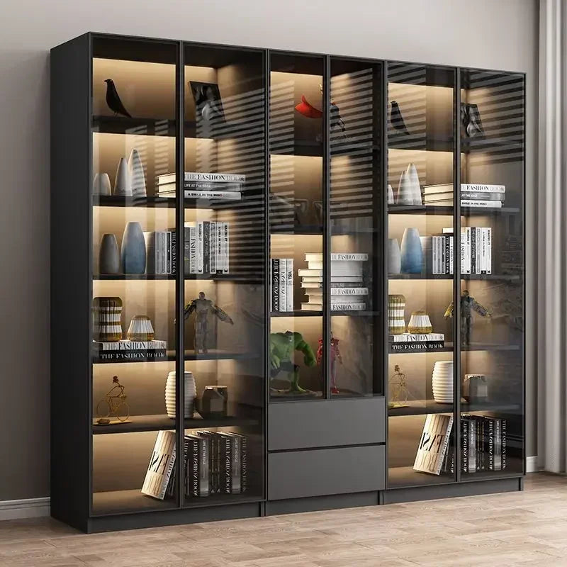 Modern Living Room Cabinet Bookcase with Glass Door Display