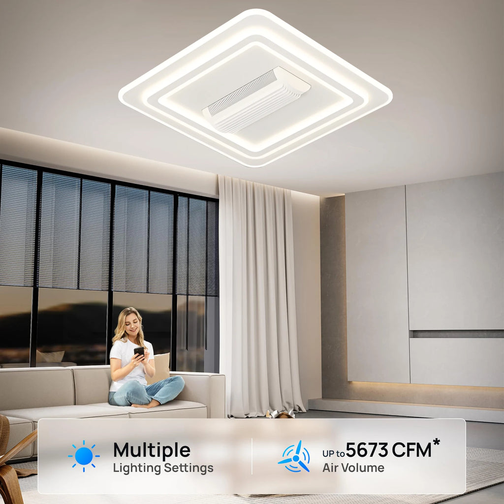 Bladeless ceiling fan with light remote control