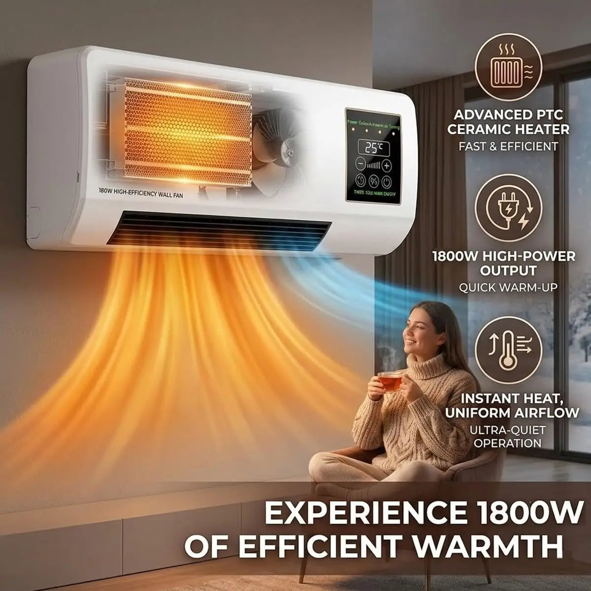 Wall Mounted Air Conditioner Fan, 2-in-1 Heater and Cooling Combo