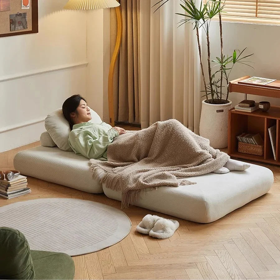 Fabric single sofa, sofa bed, tofu block lazy sofa