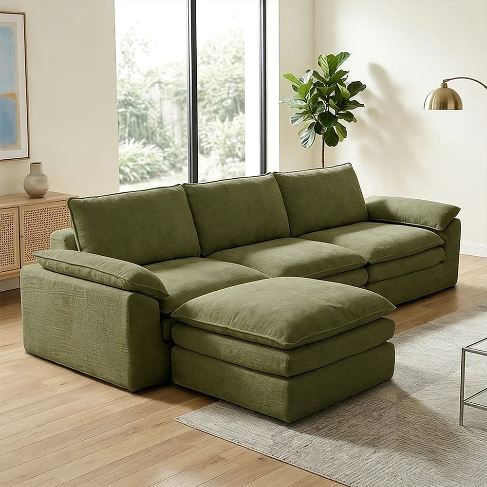 Modern Cloud Modular Sofa Set, Soft Thick Memory Foam, Frameless Couch with Pillows