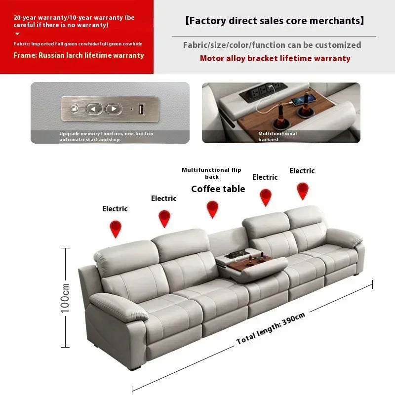 Genuine Leather Electric Italian Recliner Sofa Loveseat