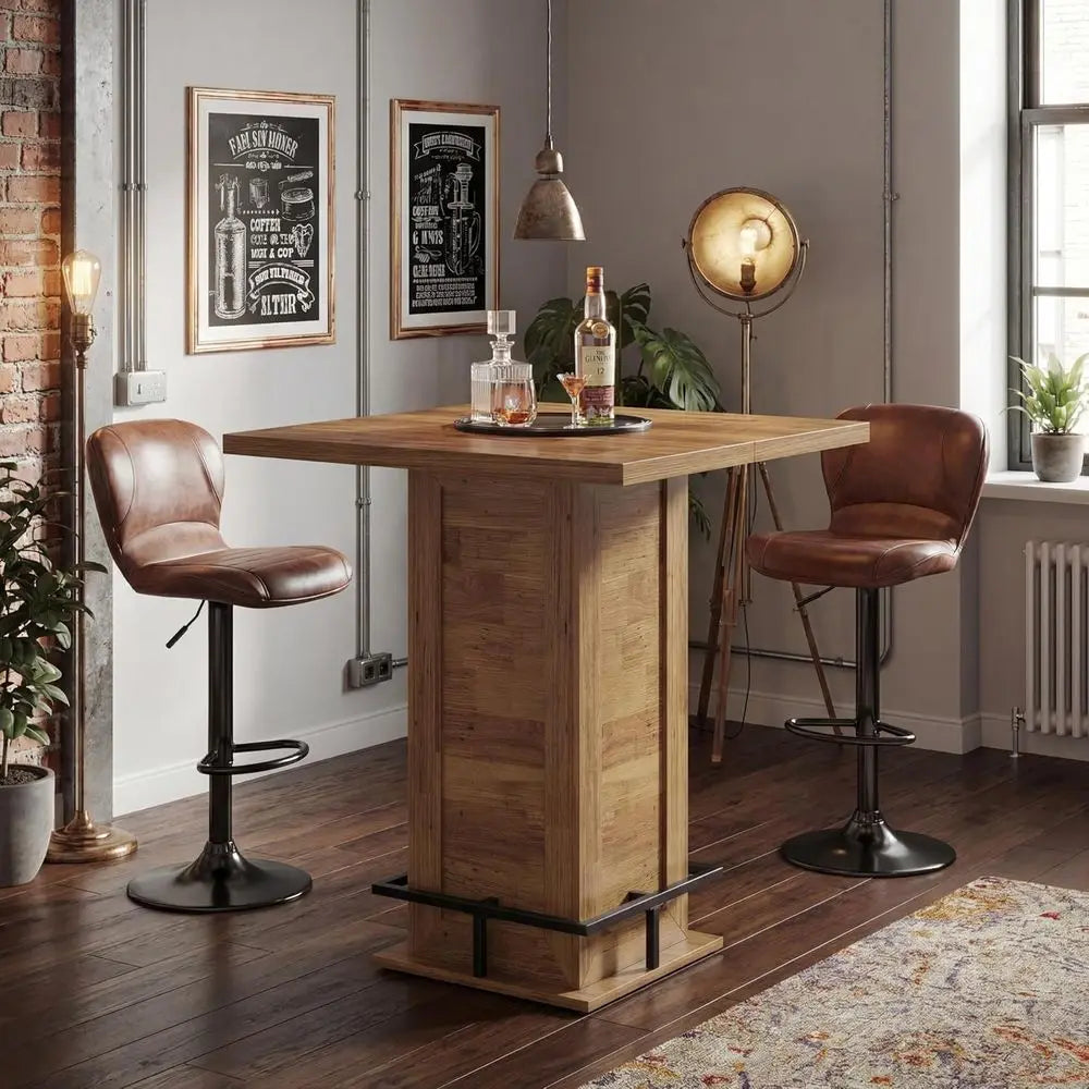 Square Bar Table Counter Height 39.4" H