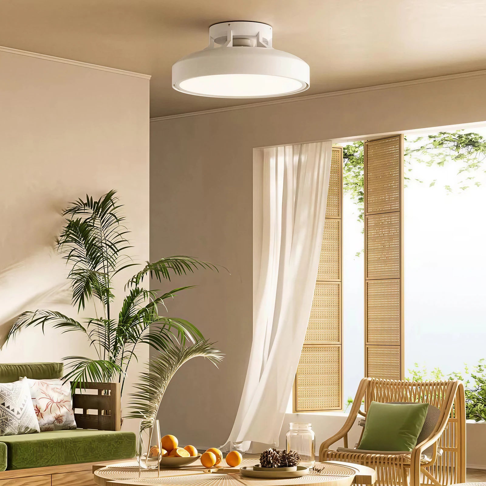 Bladeless Ceiling Lamp Remote Control Dimmable LED