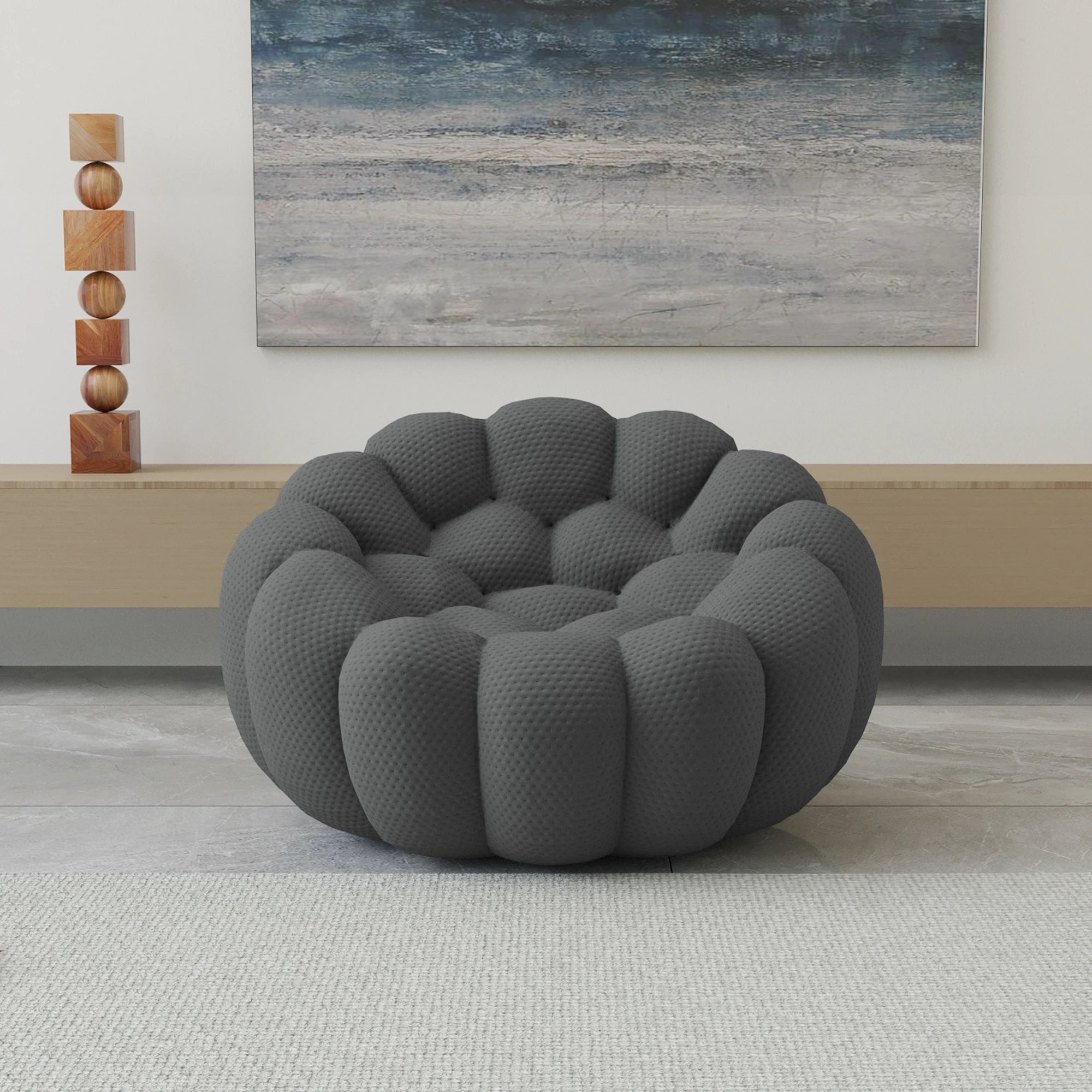 Oversized Boneless Bubble Couch, Football-Shaped Design
