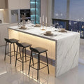 71’’ Large aux Marble Dining Table or 6 People, 37.4’’H Tall ern Kitchen Island with LED Lights, RecKitchen Dining Table or Home