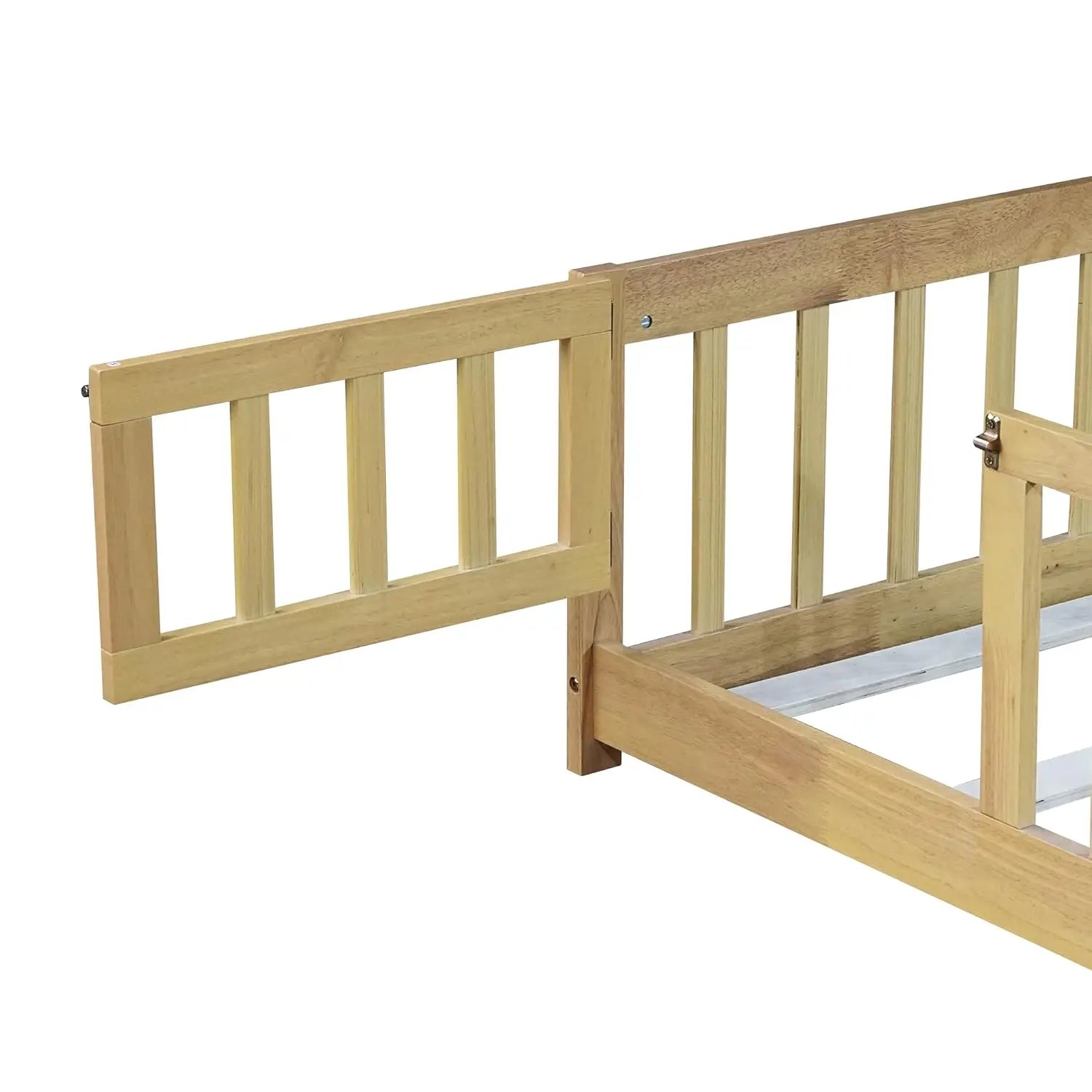 Full Size Montessori Floor Bed Frame with Rails & Door