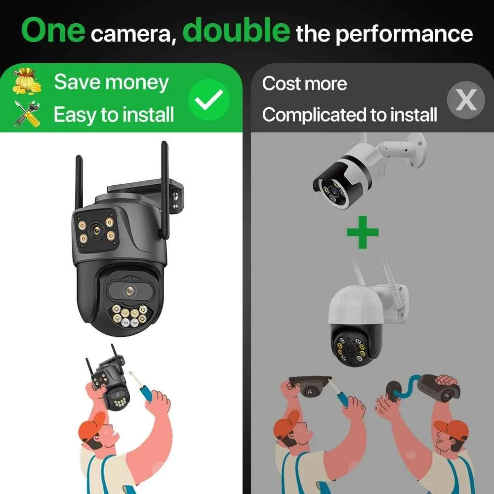 External Wifi PTZ Camera Dual Lens 4K 8MP HD Outdoor IP Camera 4MP Auto Tracking