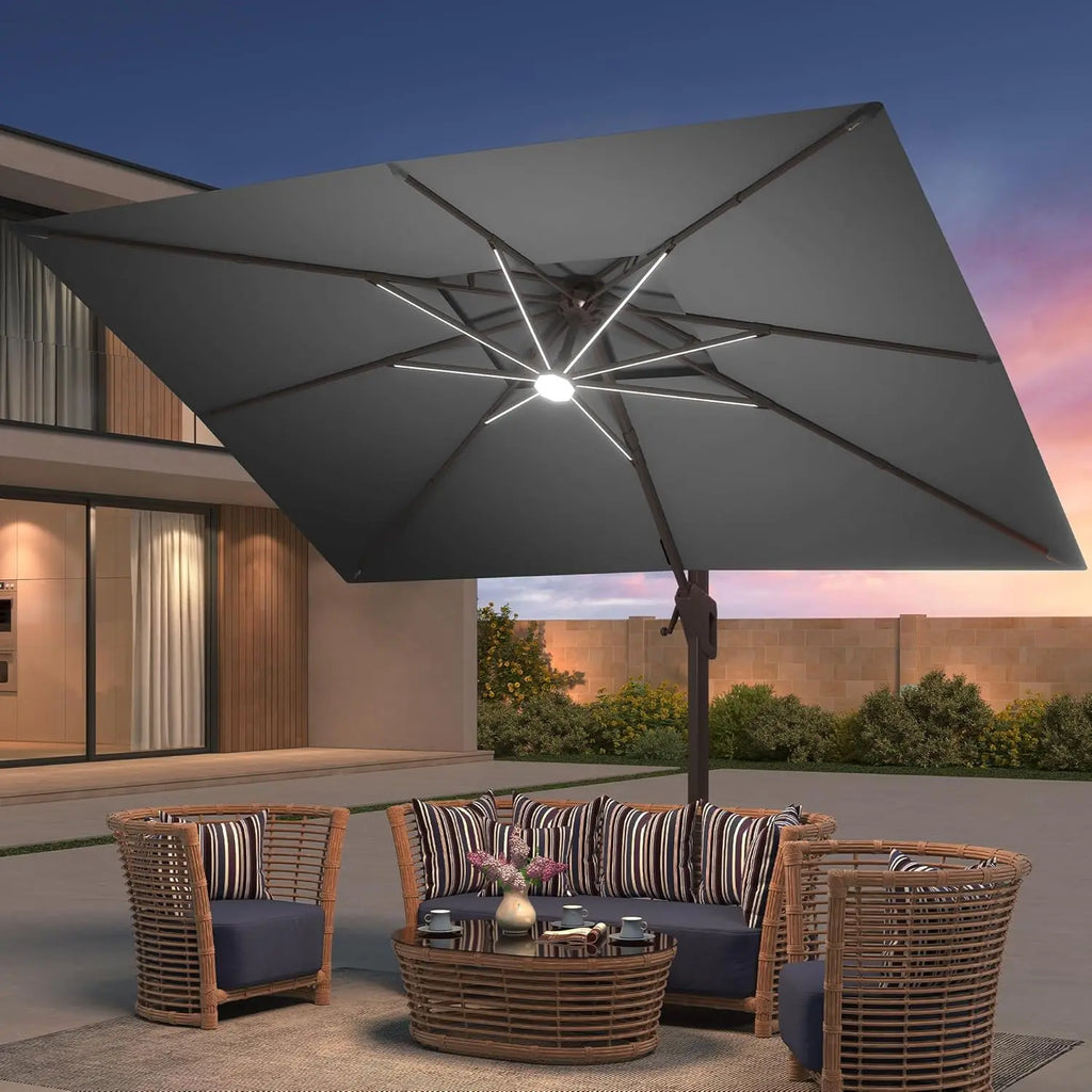 9x12 FT Patio Umbrella with LED Lights