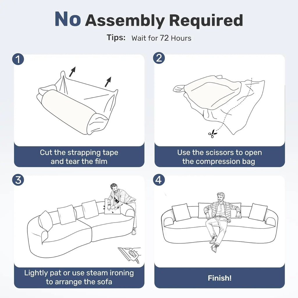 110” Modern Curved Sofa, Oversized, Couch