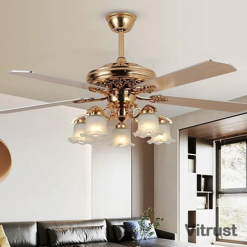 Gold Ceiling Fan Light 42inch 52in