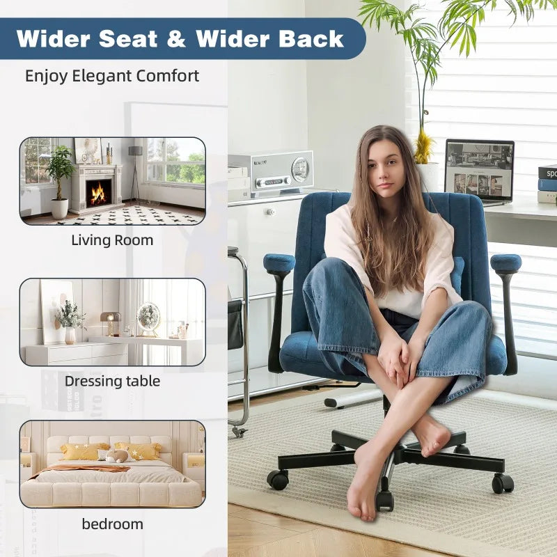 Modern Linen Blue Criss Cross Armrest Office Chair   Product Details