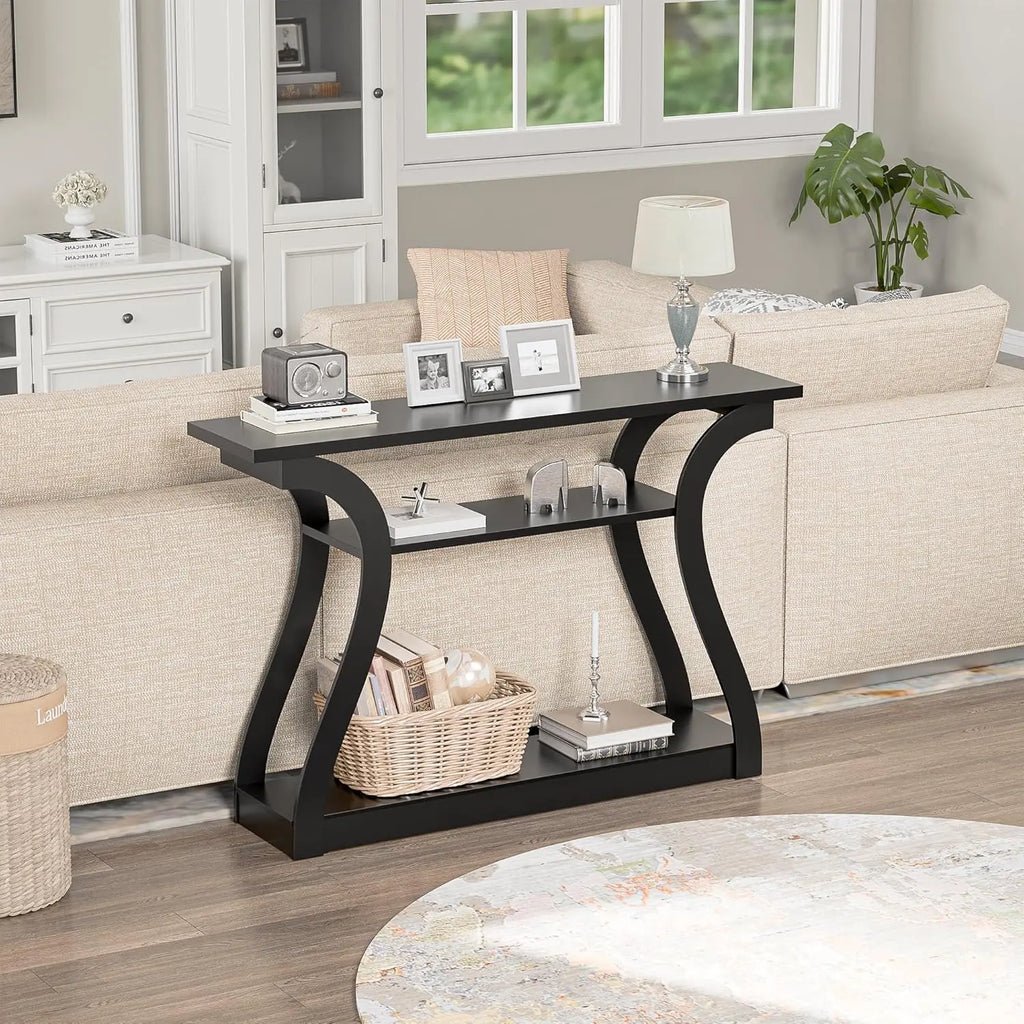 Console Table, Entryway Table with 3 Tier Storage Shelves