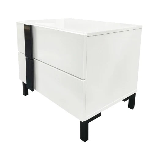 Modern 3-Piece Bedroom Set Floating Bed Frame Queen Size LED Light & 2 Nightstands, White