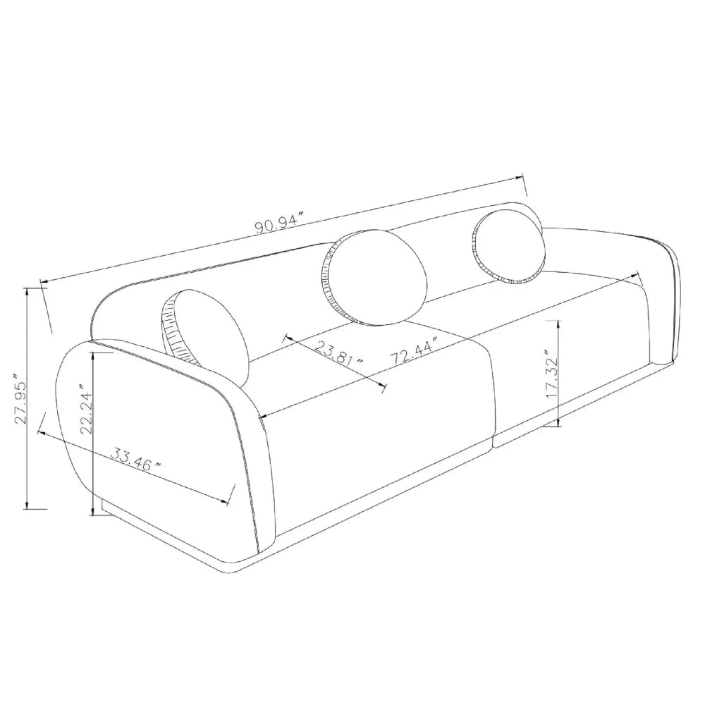 91” Modern Couch Cloud Sofa,