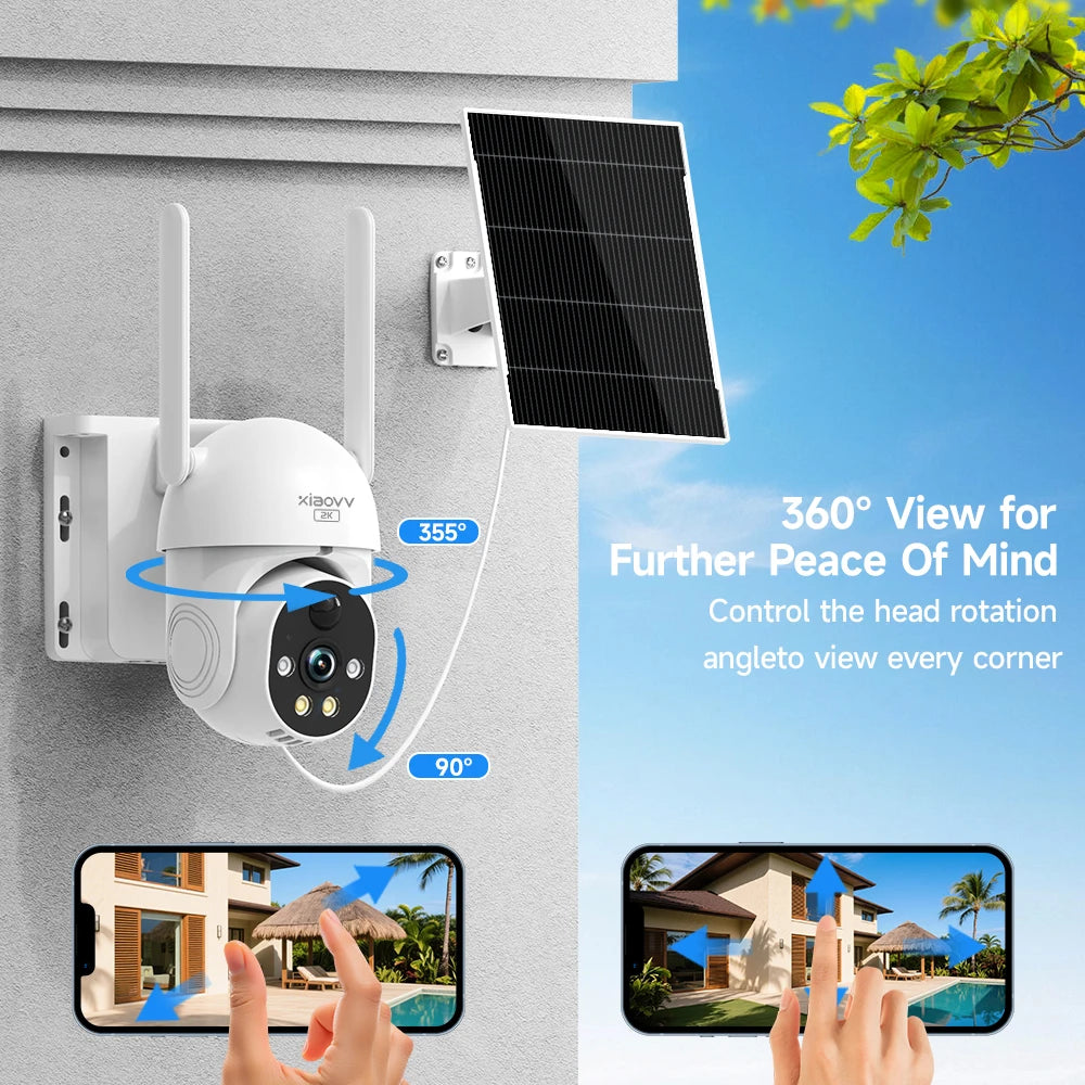 8MP 2K HD WIFI Wireless PTZ Solar Cctv Camera Battery Powered Outdoor