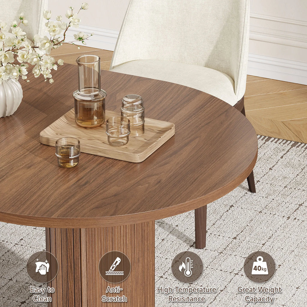 Modern Walnut 70 Inch Oval Dining Table for 6-8 People