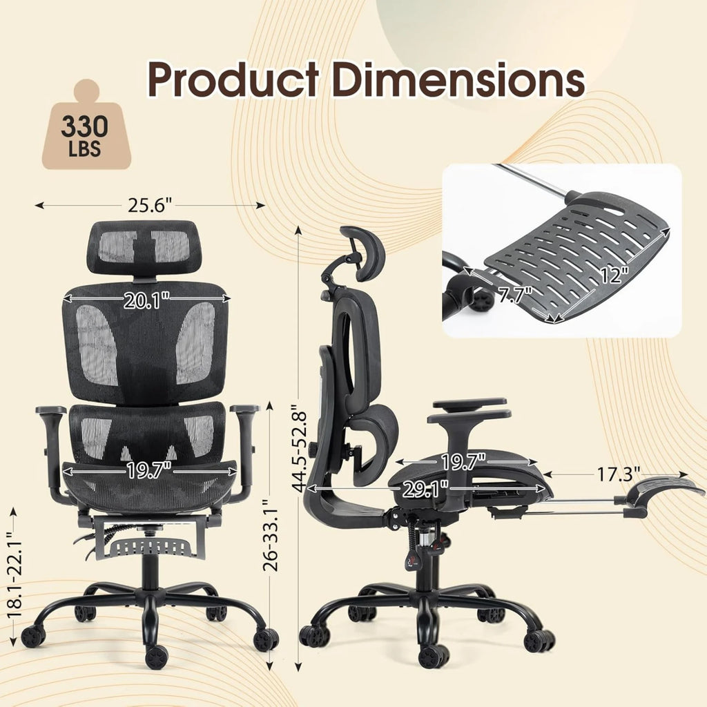 Ergonomic High Back Mesh Computer Chair Office Chair with Footrest,